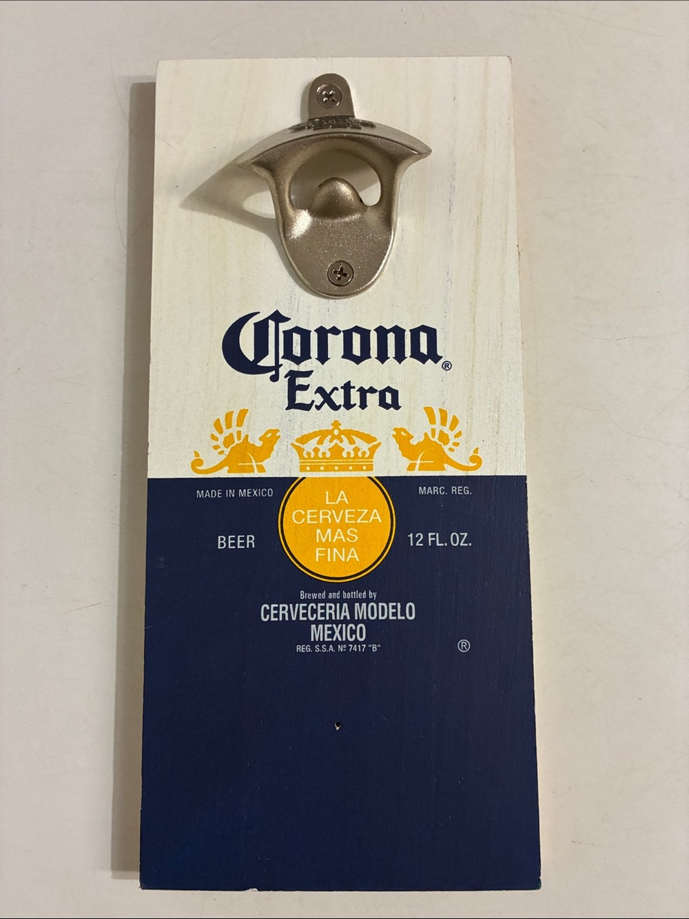 Corona Extra Wall-Mount Bottle Opener - Blue & White